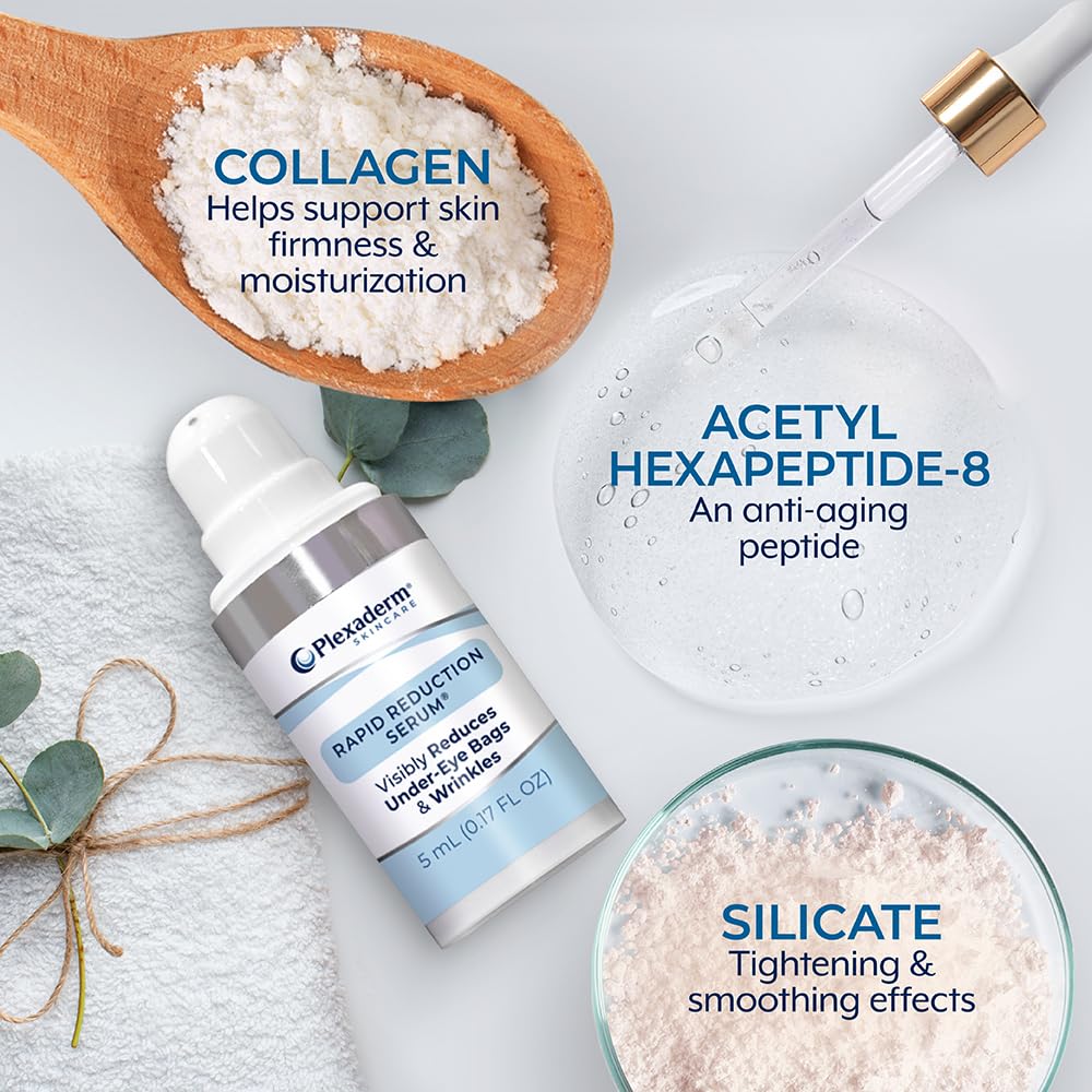 Plexaderm Rapid Reduction Eye Serum - Visibly Reduces Under-Eye Bags, Wrinkles, Dark Circles, Anti Aging Wrinkle Remover for Face, Pump